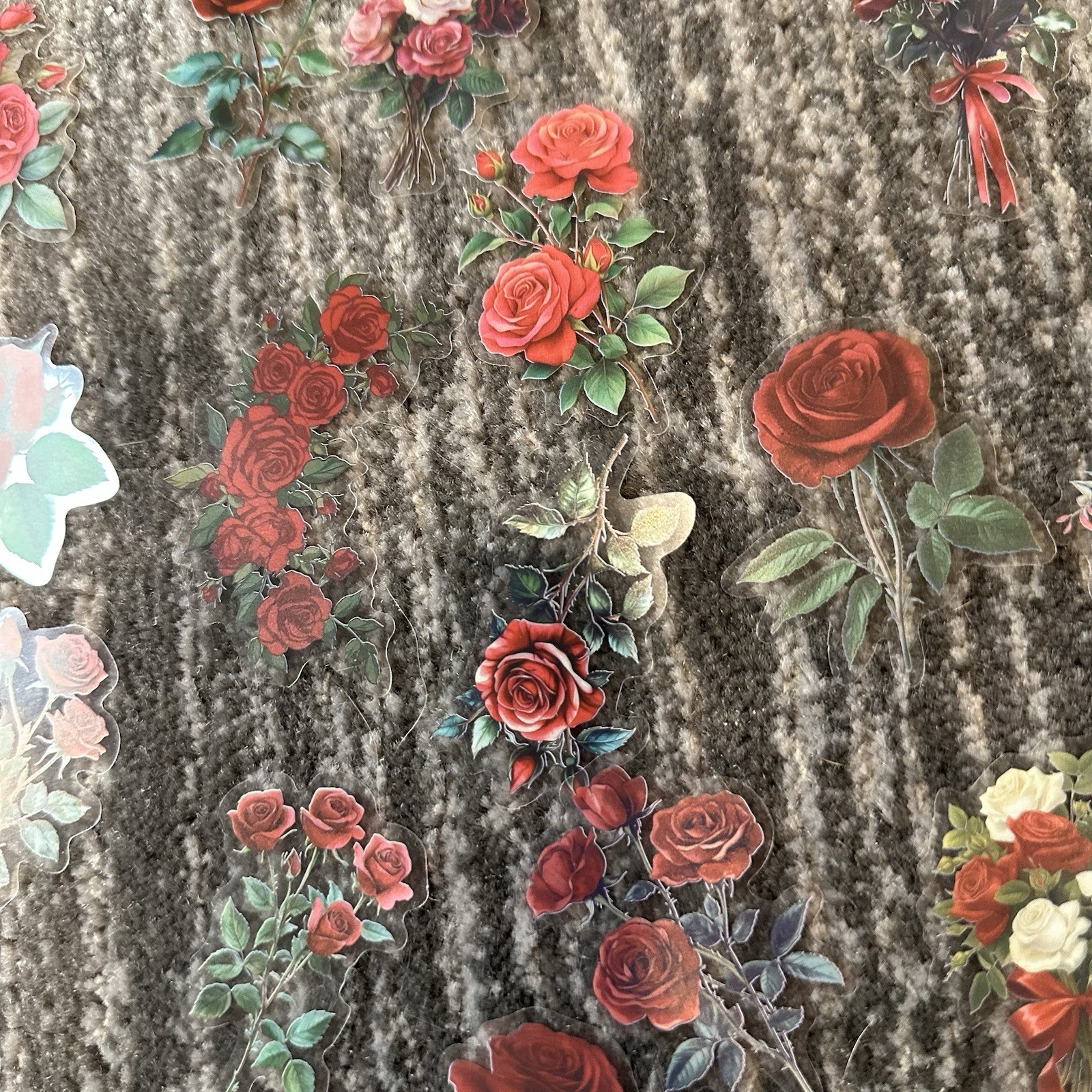 Rose Stickers 50 Flower Transparent Junk Journal Scrapbook Decals Retro New