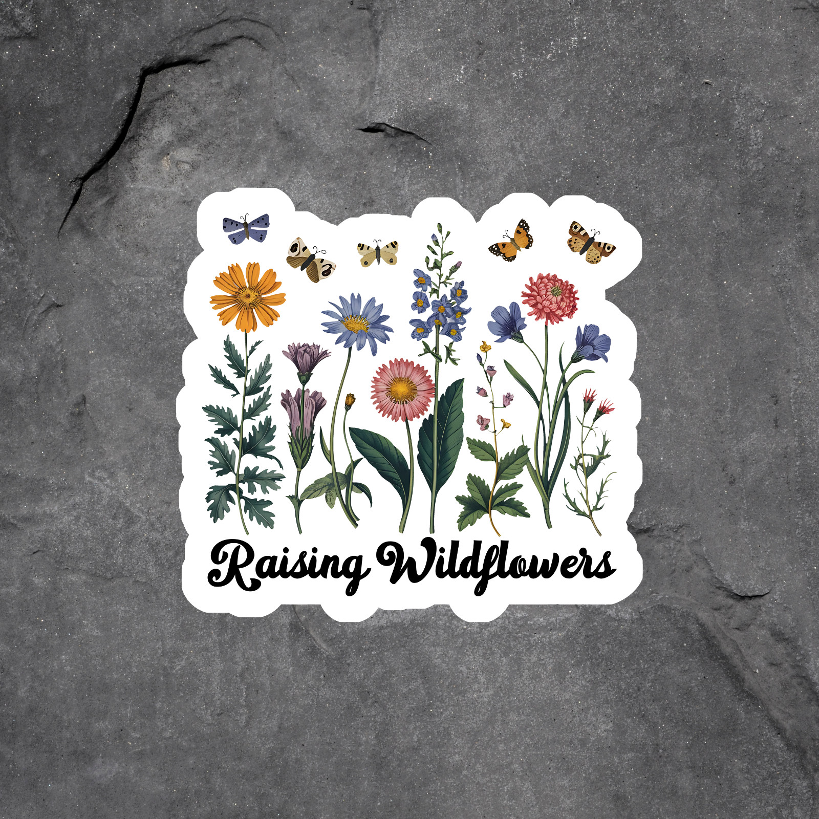 Wildflower Sticker Vinyl Decal Raising Wildflowers Floral Nature Garden Mom