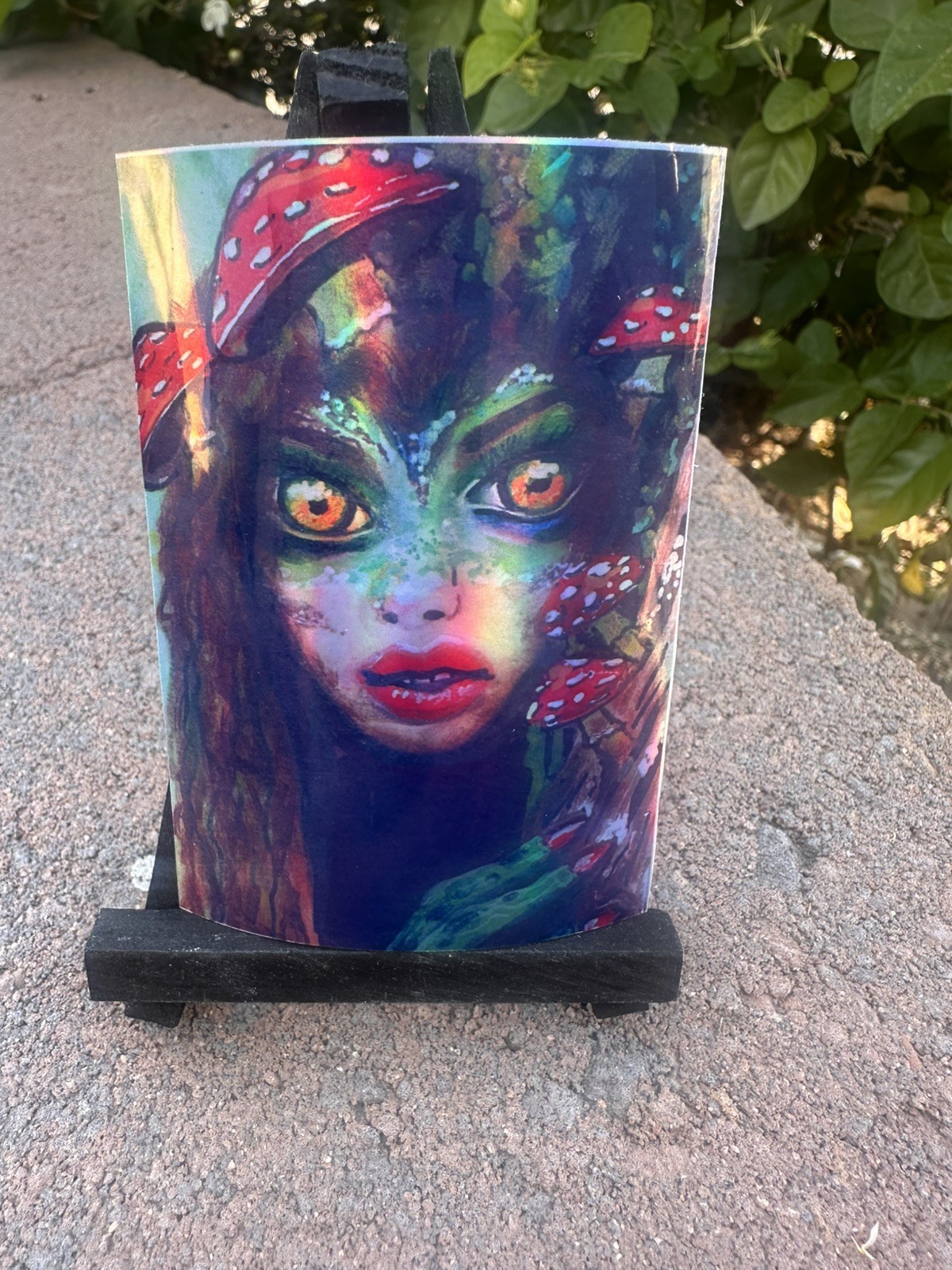 ACEO Original *HOLOGRAPHIC STICKER* “Daughters of Earth and Ocean” 2.5×3.5