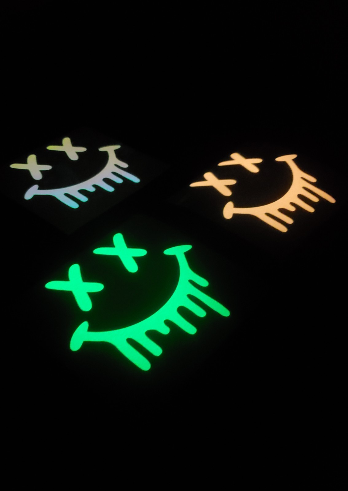 Glow In The Dark Smiley Face Drip Vinyl Decal Medium Size Sticker Bright Opal