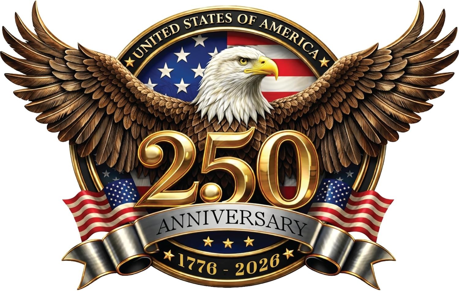 Patriotic 250th Anniversary Vinyl Stickers – Water-Resistant & Fade Resistant!