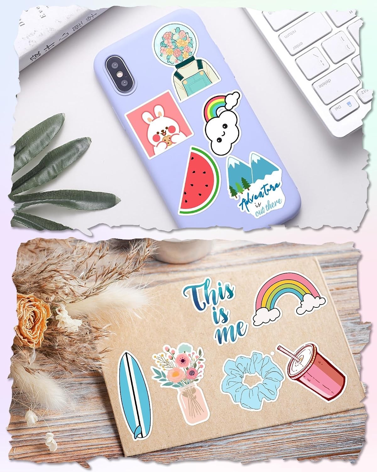 300PCS Cute Waterproof Vinyl Stickers for Kids Teens Water Bottles Laptops