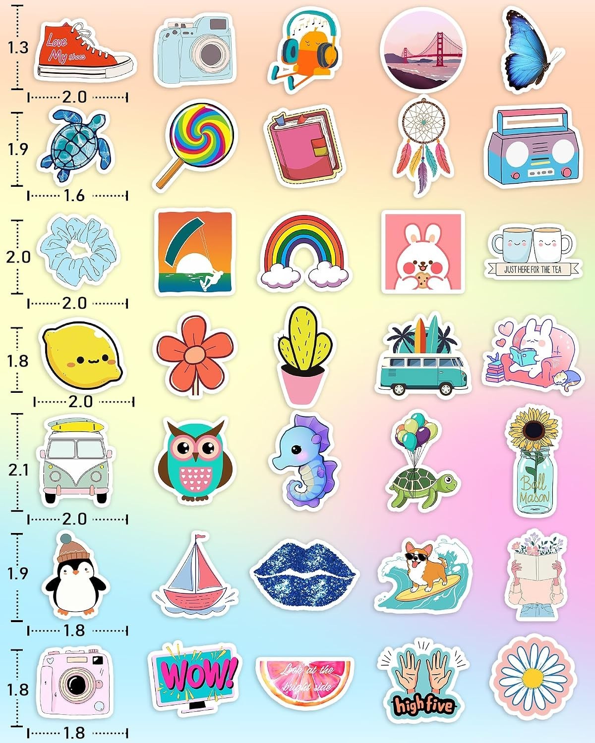 300PCS Cute Waterproof Vinyl Stickers for Kids Teens Water Bottles Laptops