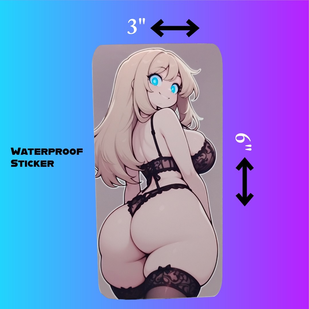 Anime Waifu Glossy Vinyl Decal 6 Inch Waterproof Sticker