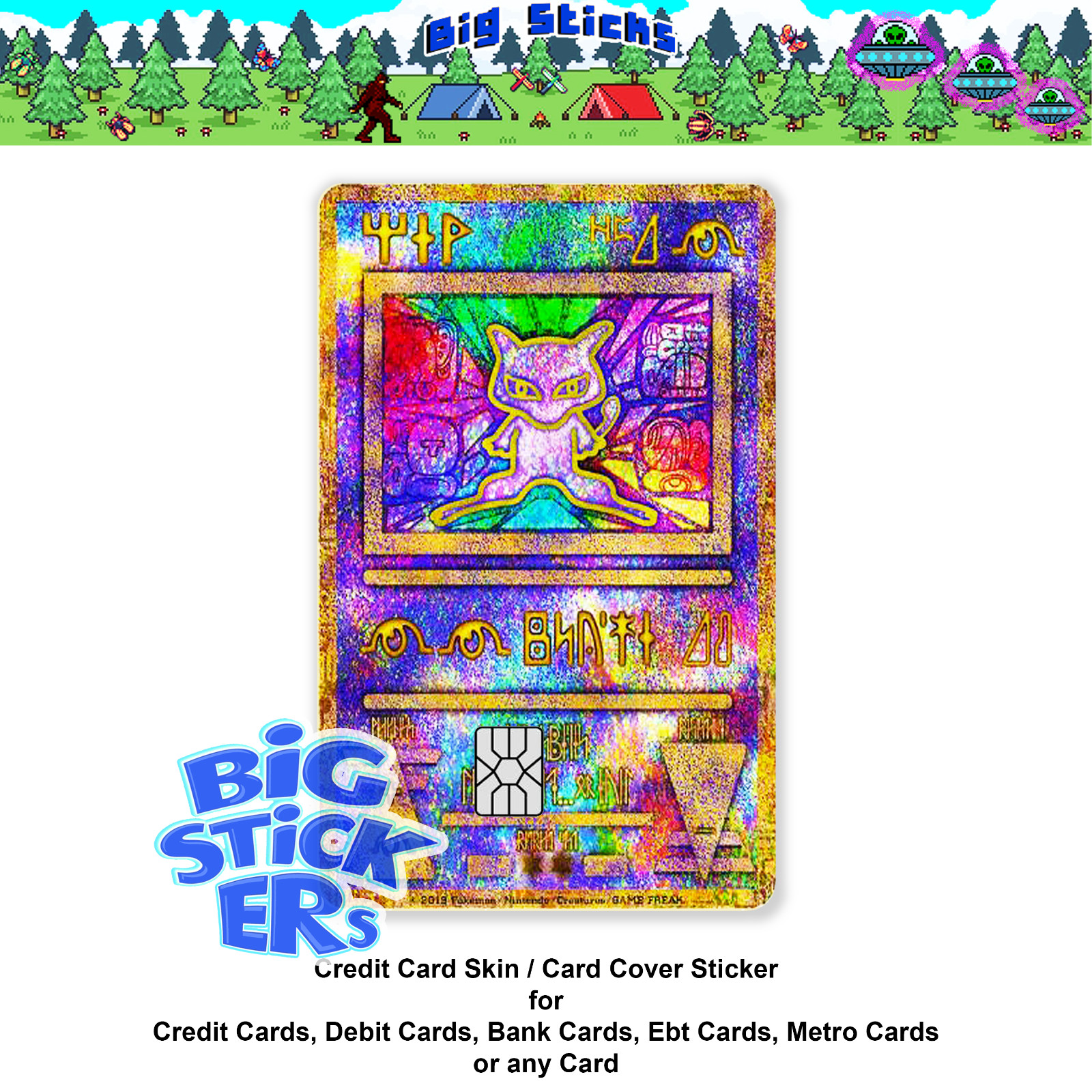 Pokemonster Credit Card Skin Cover SMART Sticker Decal Ancient Mew Card Decal