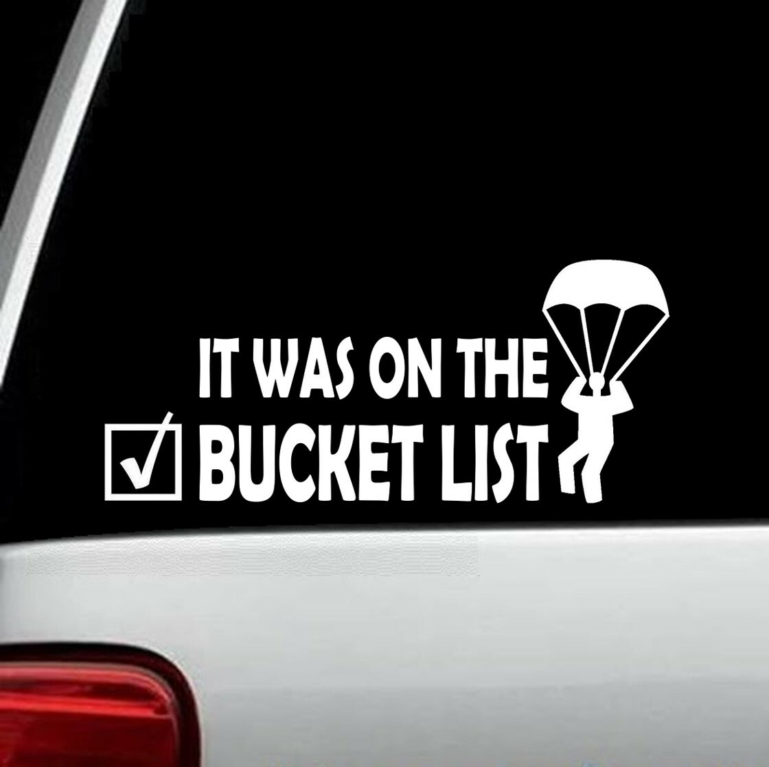 Skydiving Bucket List Parachute Decal Sticker for Car Window 8.0 Inch BG 331