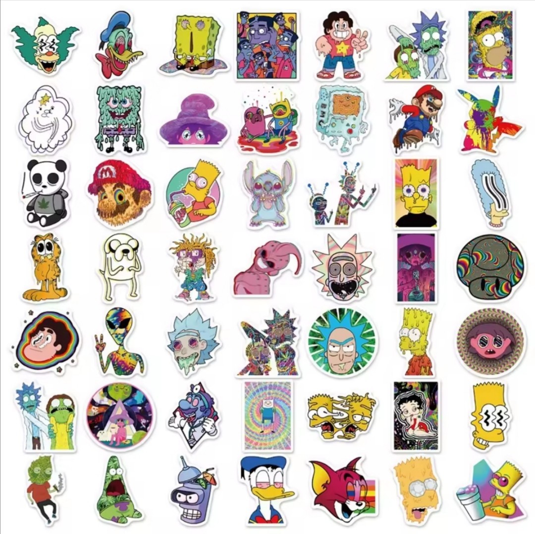 20 PCS Trippy Hippie Pot Cartoon Characters Stickers BRAND NEW