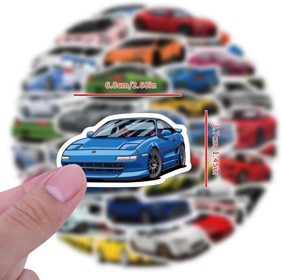 60 Pcs Sport Super Car Stickers for Teens Adult, Cute Sports Cars Sticker Waterp
