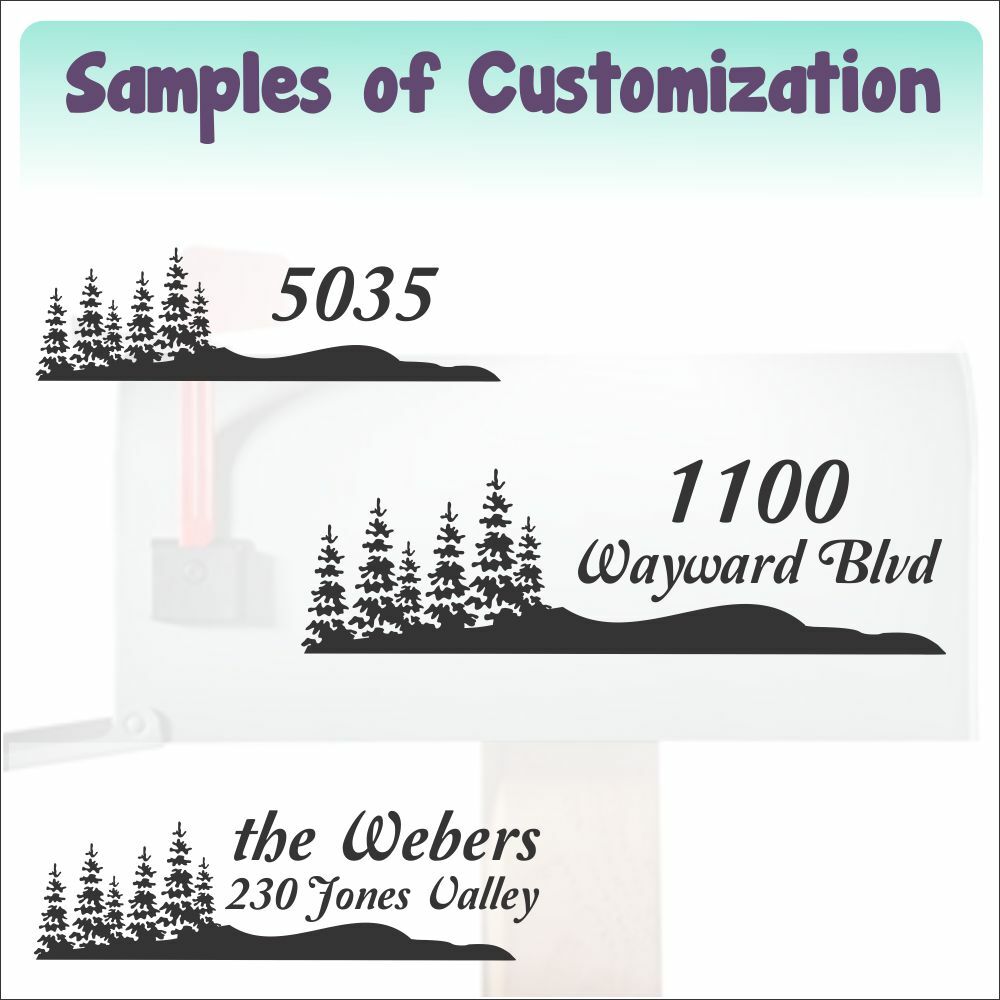 Forest Mailbox Vinyl Decal Personalized with Name and Street Address, Set of 2