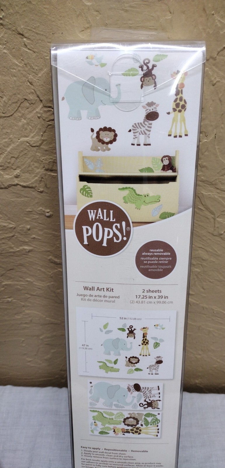 2014 Safari Buddies Wall Art Kit Peel Stick + Move 20 pc Wall Pops Nip Monkey