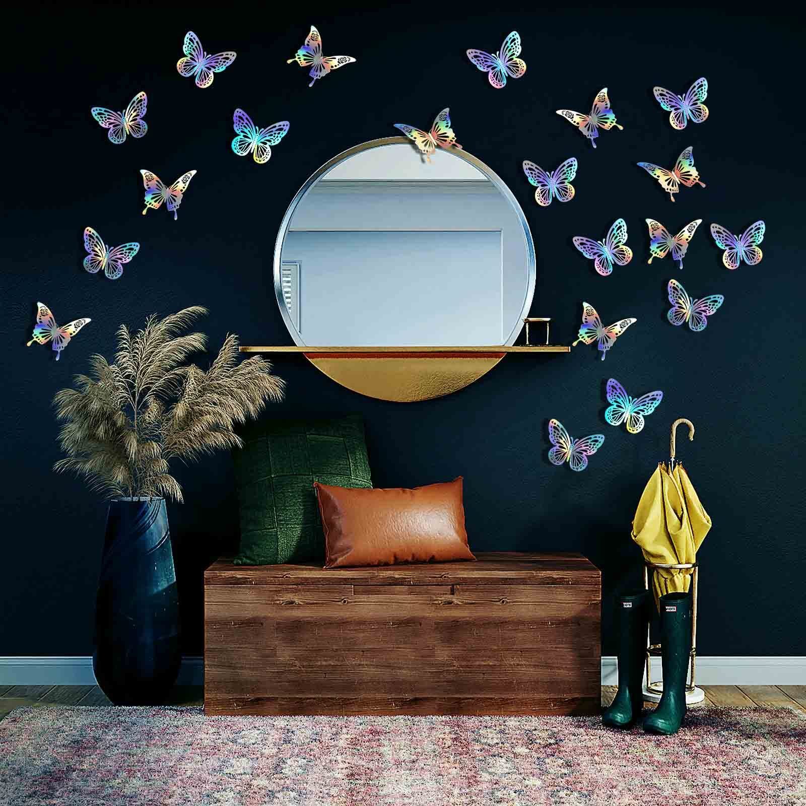 48 Pcs 3 Sizes Laser Butterfly Wall Decor for Birthday Baby Shower Cake Topper