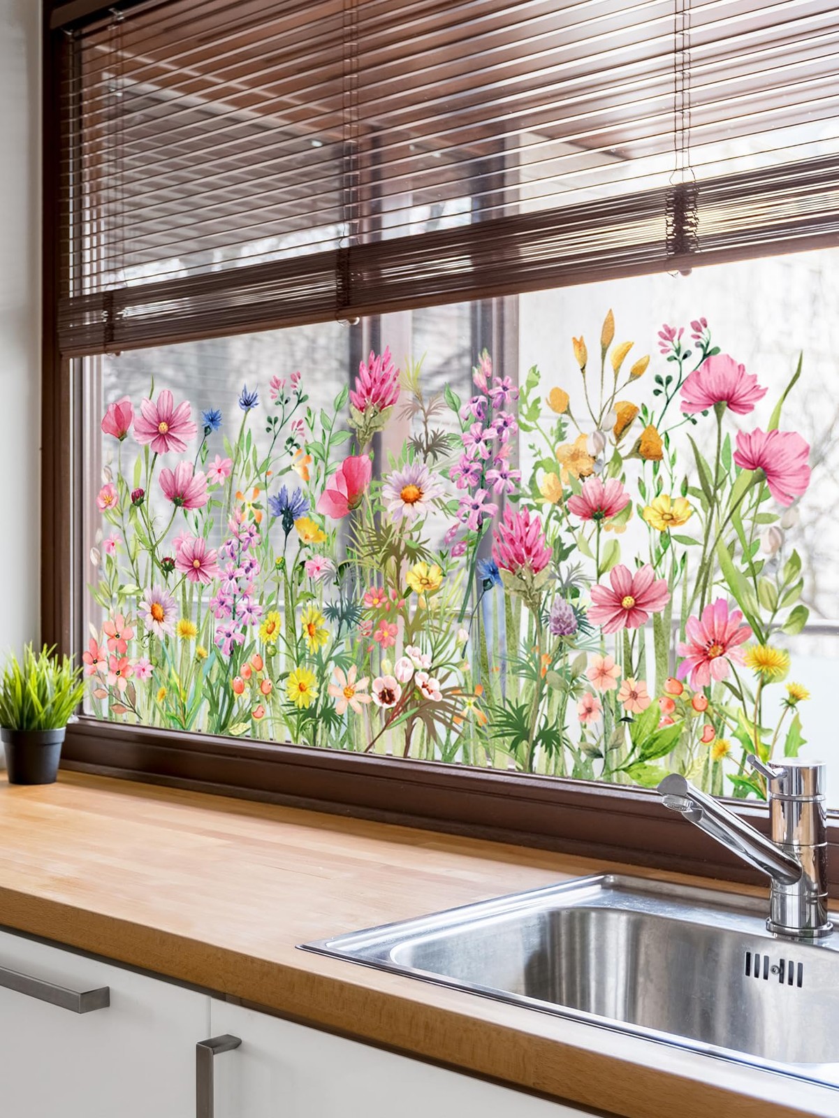 Colorful Wildflower Double-Sided Visual Window Stickers – Spring Summer Botan…