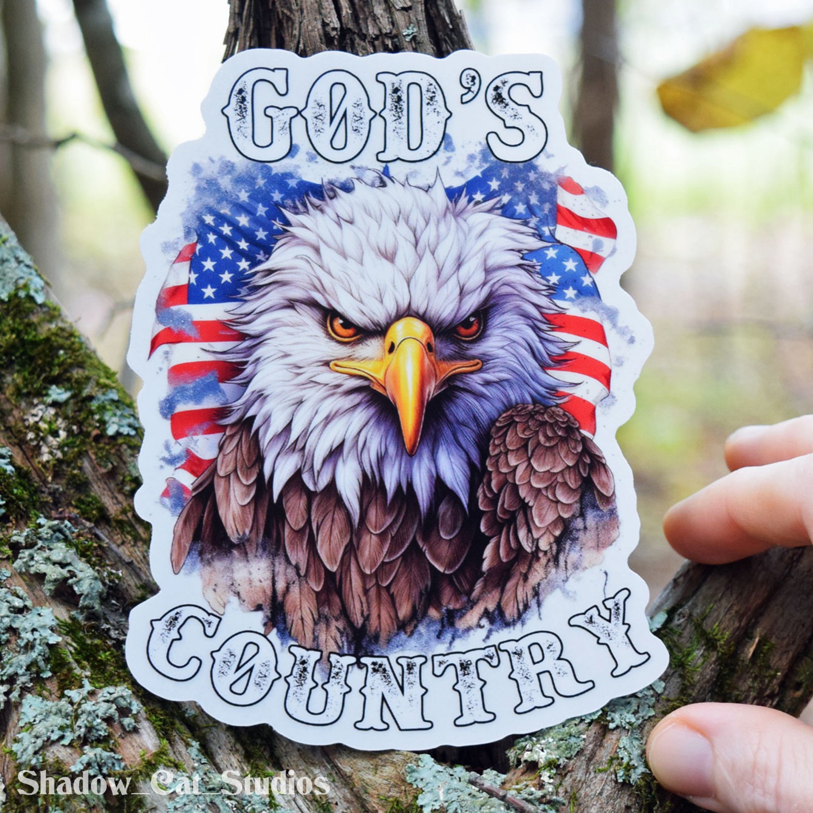 God's Country Eagle Die Cut Clear Vinyl Sticker USA Patriotic Premium Quality