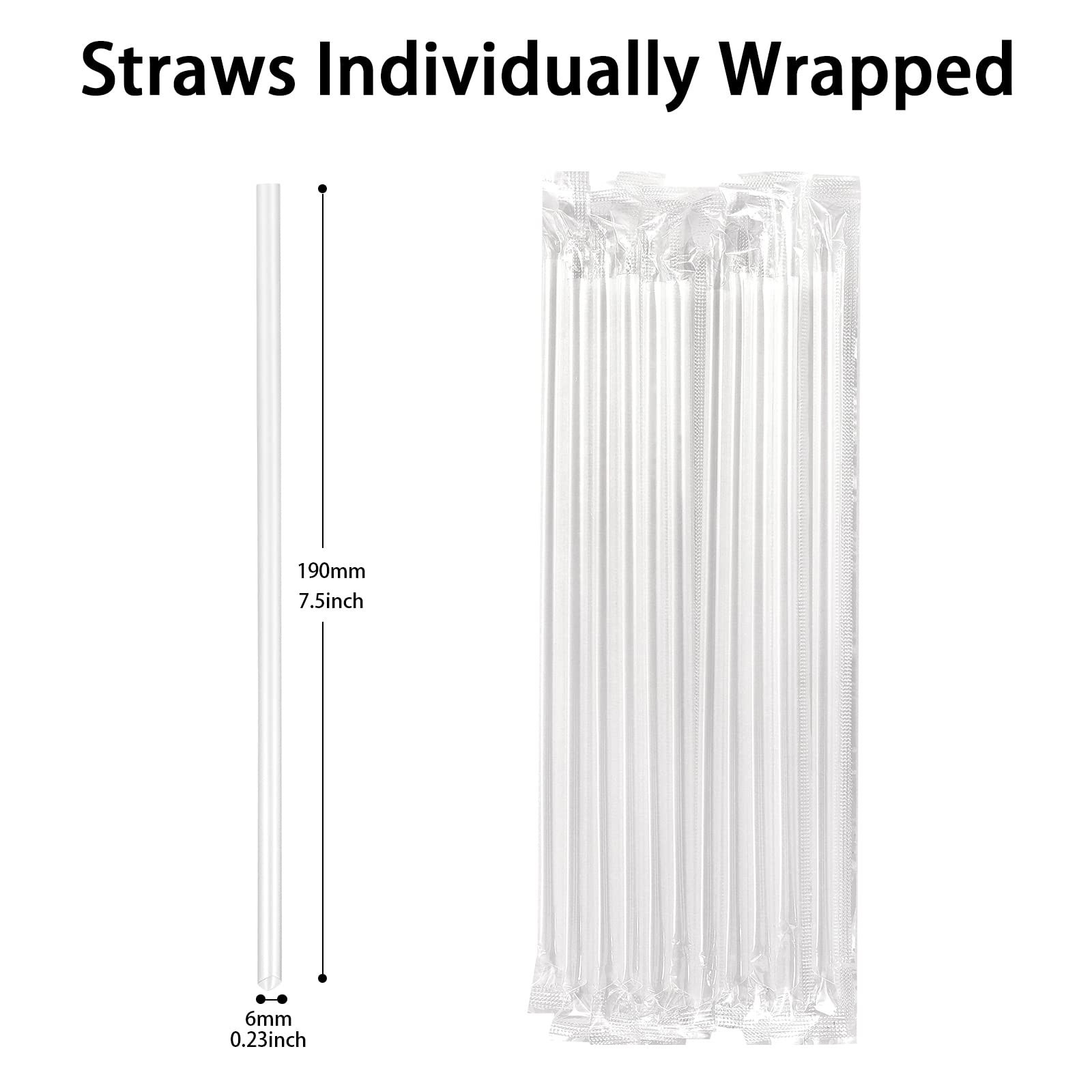 [400 Pcs] Clear Individually Wrapped Disposable Plastic Straws for 16 oz Cups…