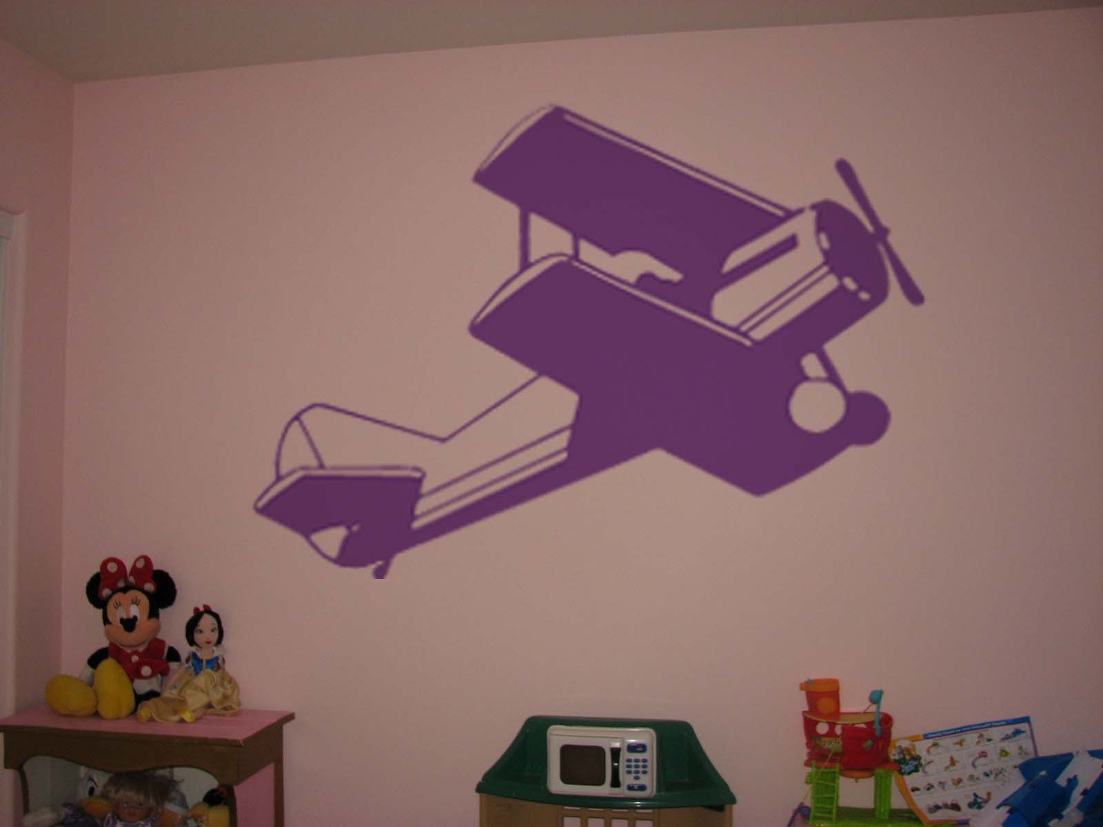 Airplane Vinyl Wall Sticker Decal Kids Room 48 in w x 34 in h
