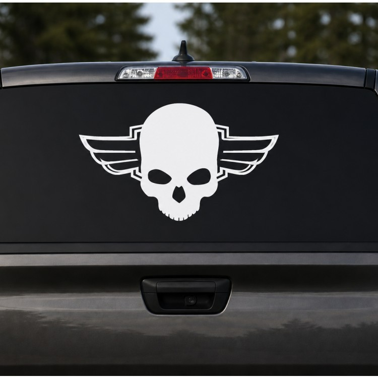 Winged Skull Military Biker Decal – Off‑Road Motocross Motorcycle Helmet Sticker