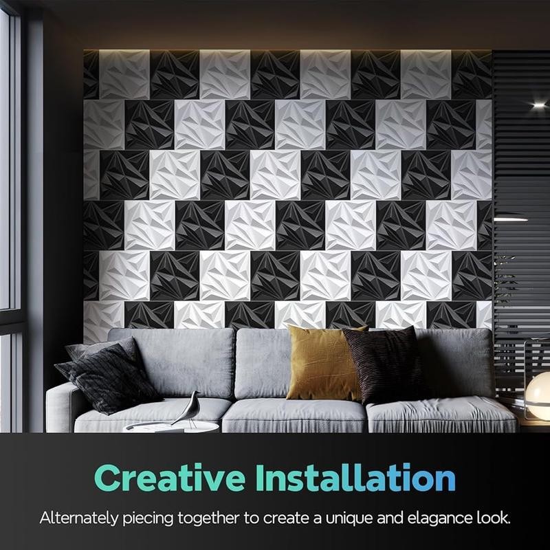 33 Pack 3D Wall Panels Interior Decor Textured Wall Covering Easy Installation
