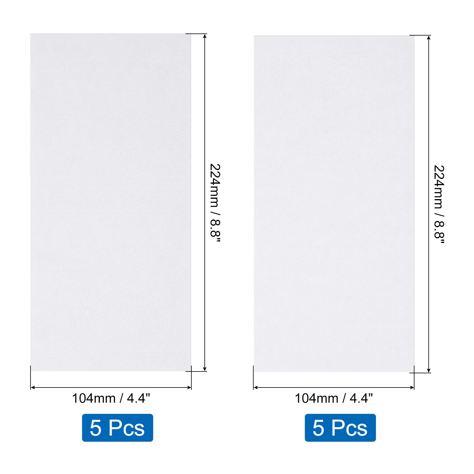 10 Sheets Alphabet Letter Sticker White Upper Lower a to Z Self Adhesive