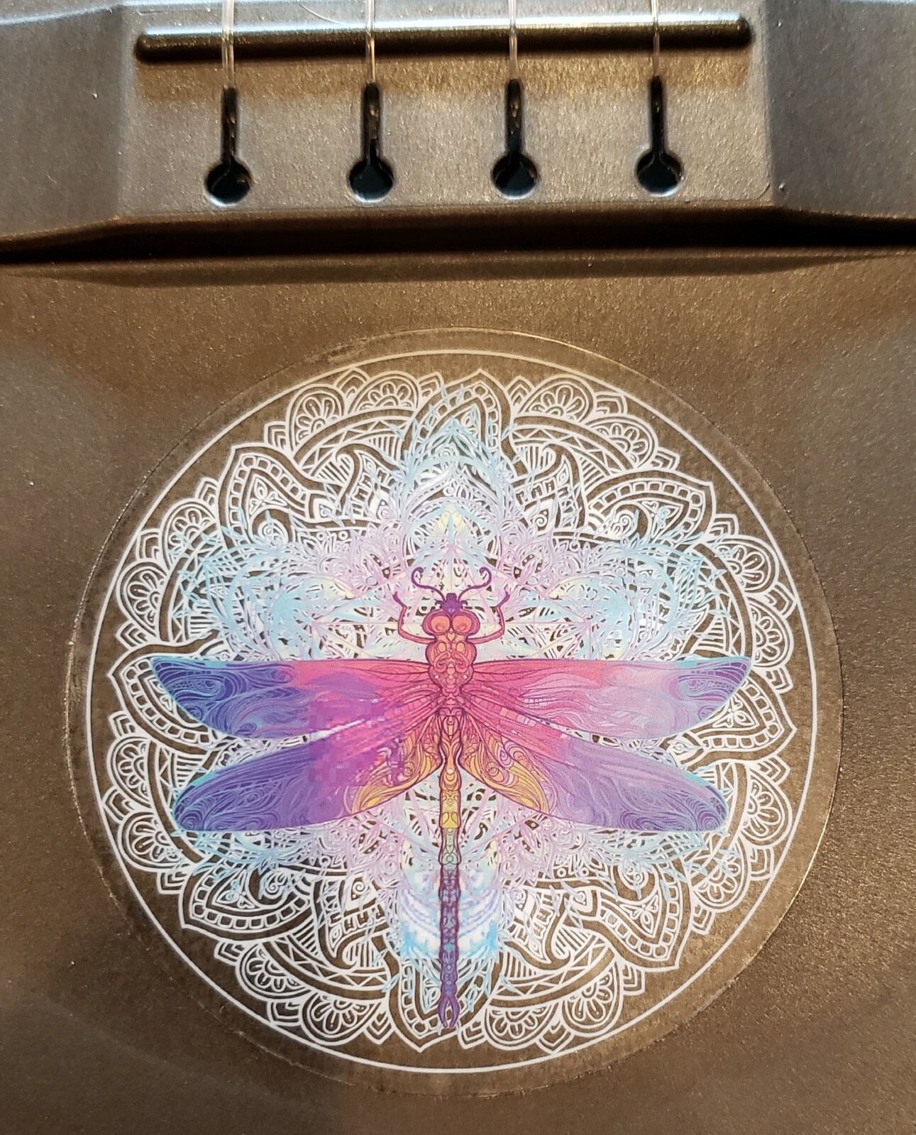Dragonfly Mandala Sticker Clear Vinyl 3 inch