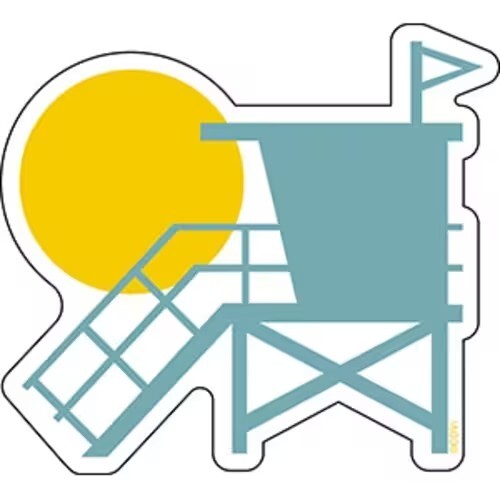 Lifeguard Tower 4"x3.6" Sticker
