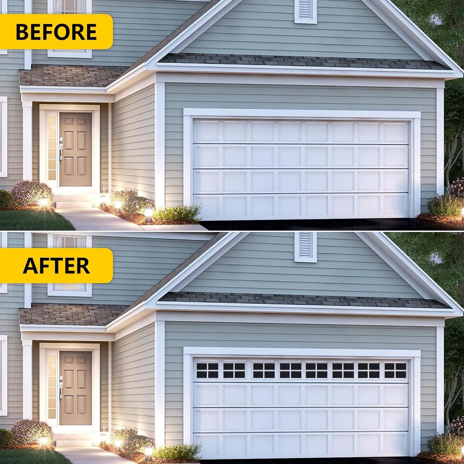 32Pack 2 Car Garage Kits Magnetic Panels Sheets Fake Faux Magnetic Windows Hardw