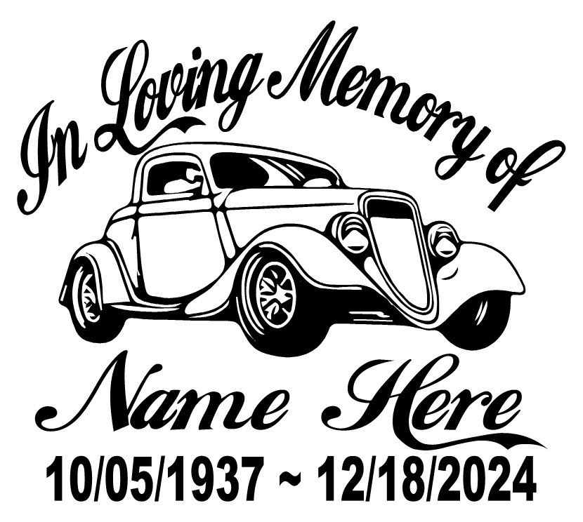 In Loving Memory Decal Hot Rod Car Racing R.I.P. Personalized Car Vinyl Sticker
