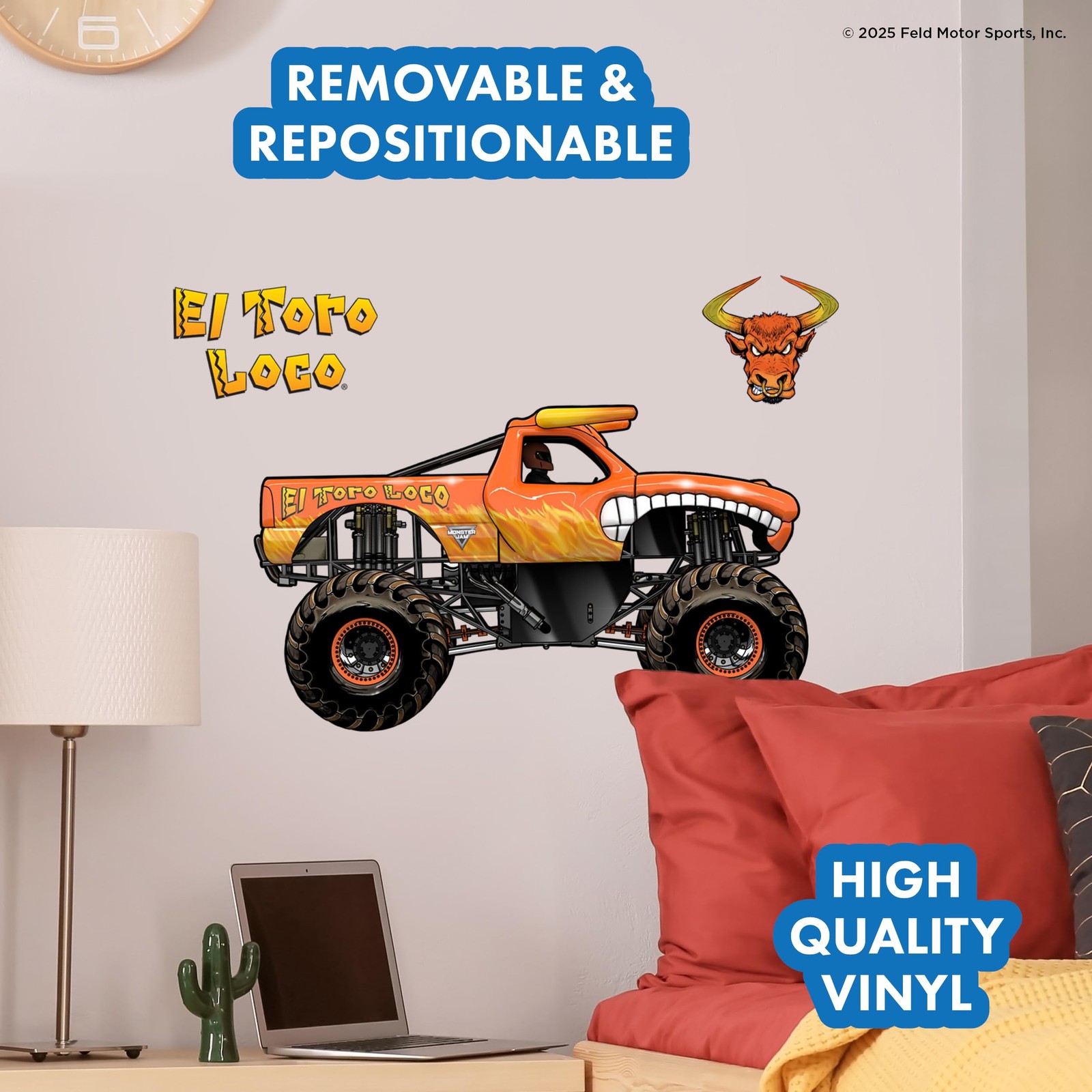 Monster Jam El Toro Loco Truck Wall Decal Large 21" Wide Monster Truck Wall …