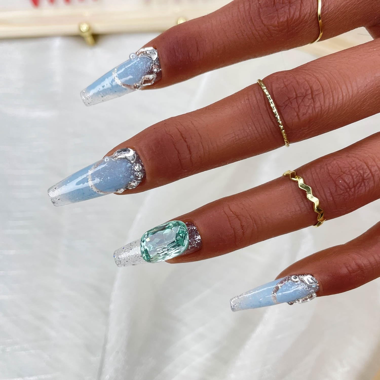 GGDDSHA Handmade Press On Nails, Luxury &Custom Fake Nails 3D Handmade Reusable