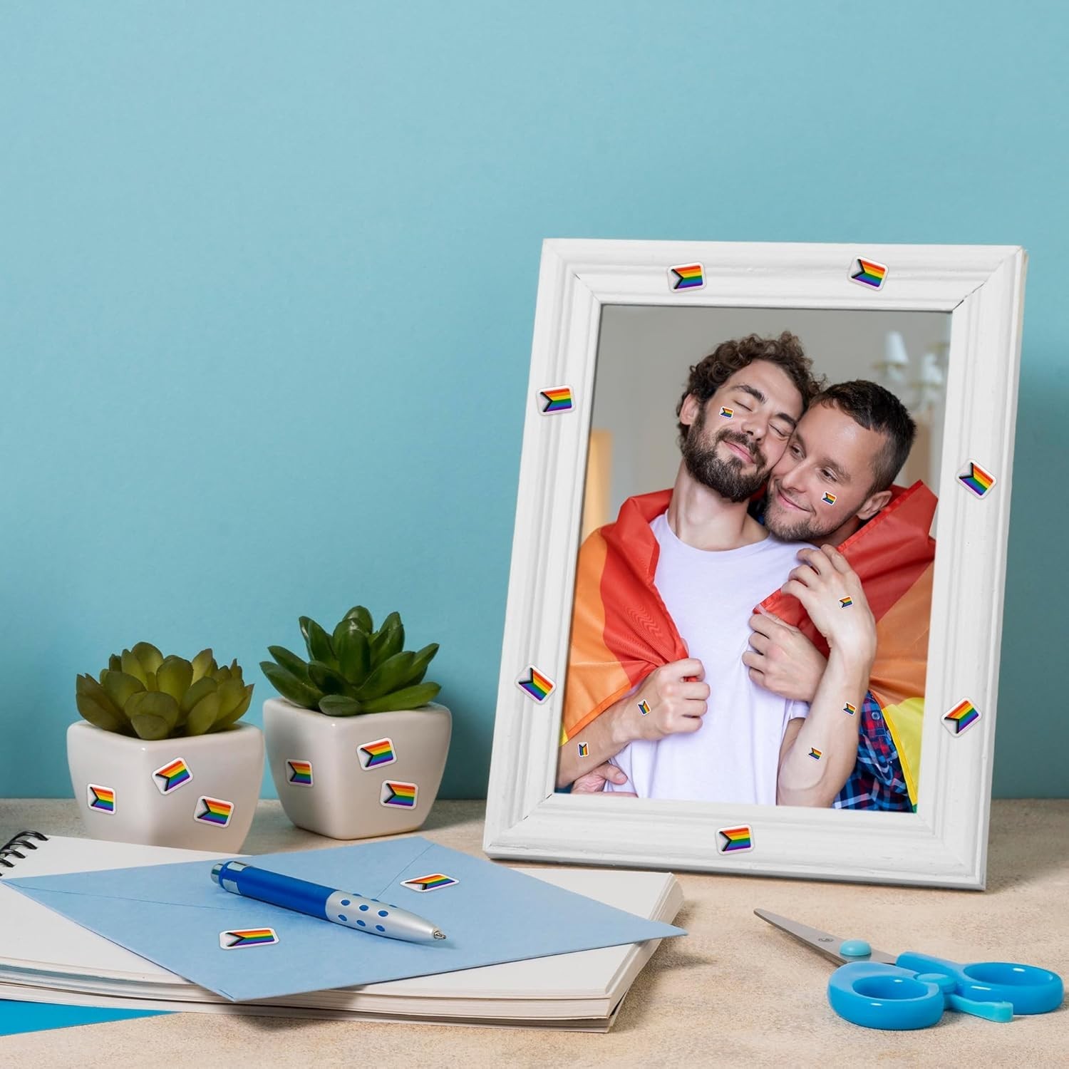 Express Your Pride with 200 Rainbow Flag Stickers – Fade Resistant Design