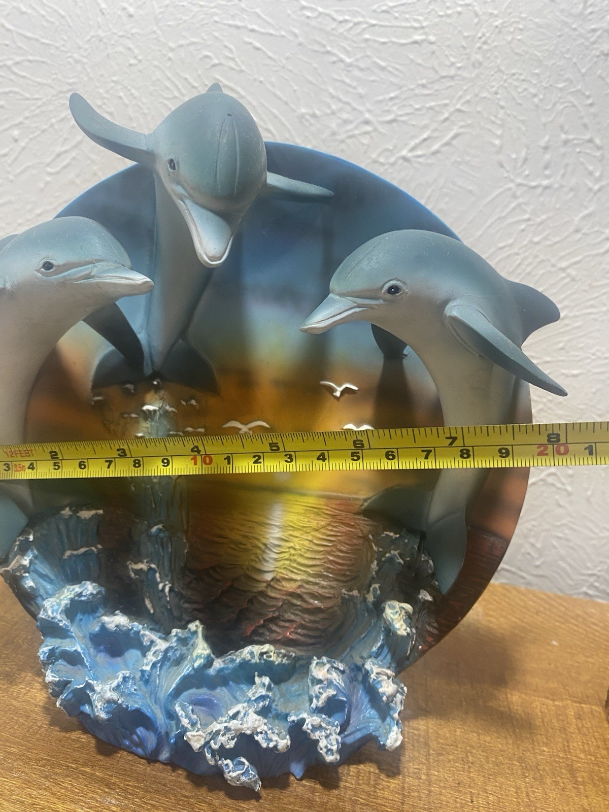 Dolphin Plate 3d Art With Sunset Room Decor Beach Vibe