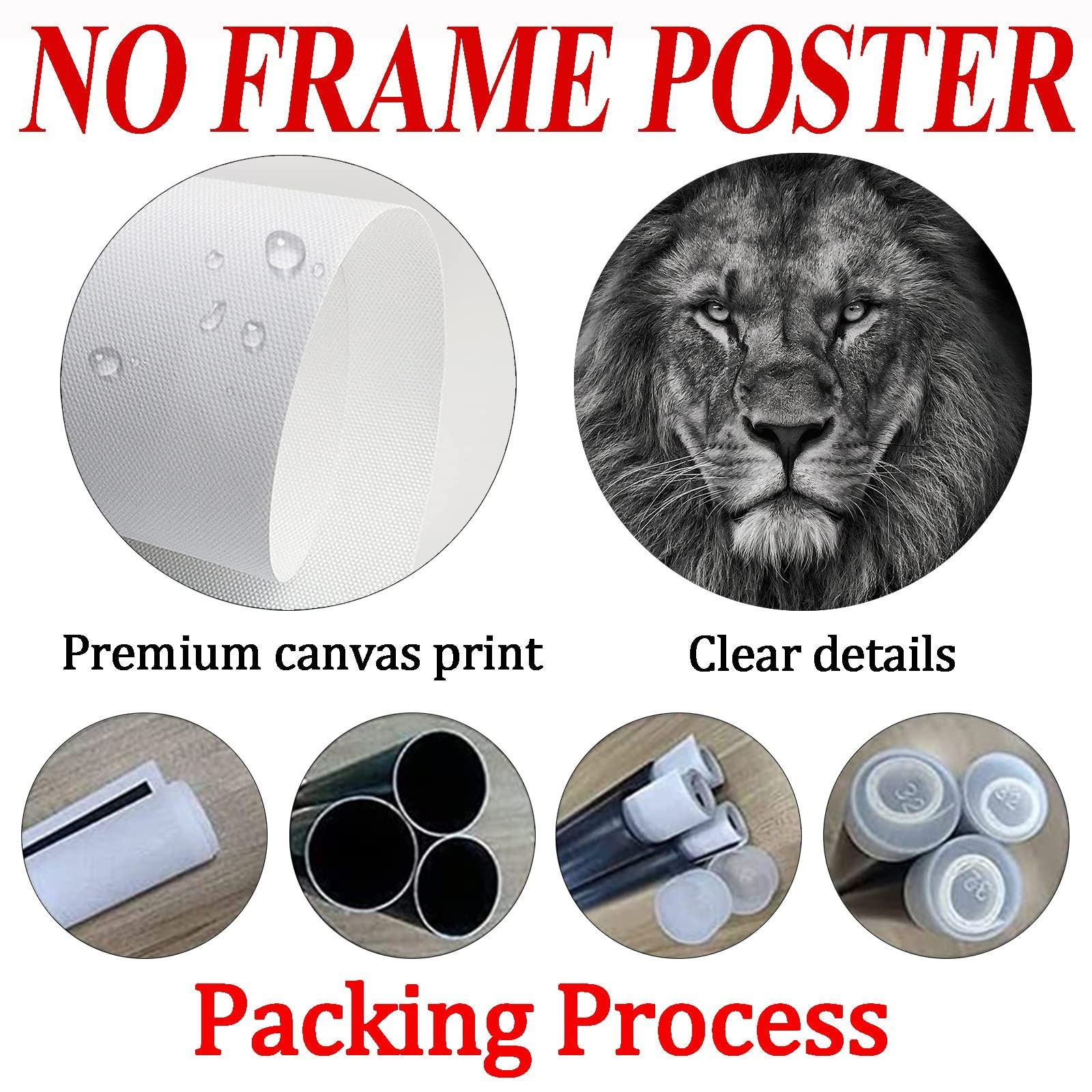 Black And White Lion Canvas Wall Art Animal Prints Portraits Lion Head Wall A…