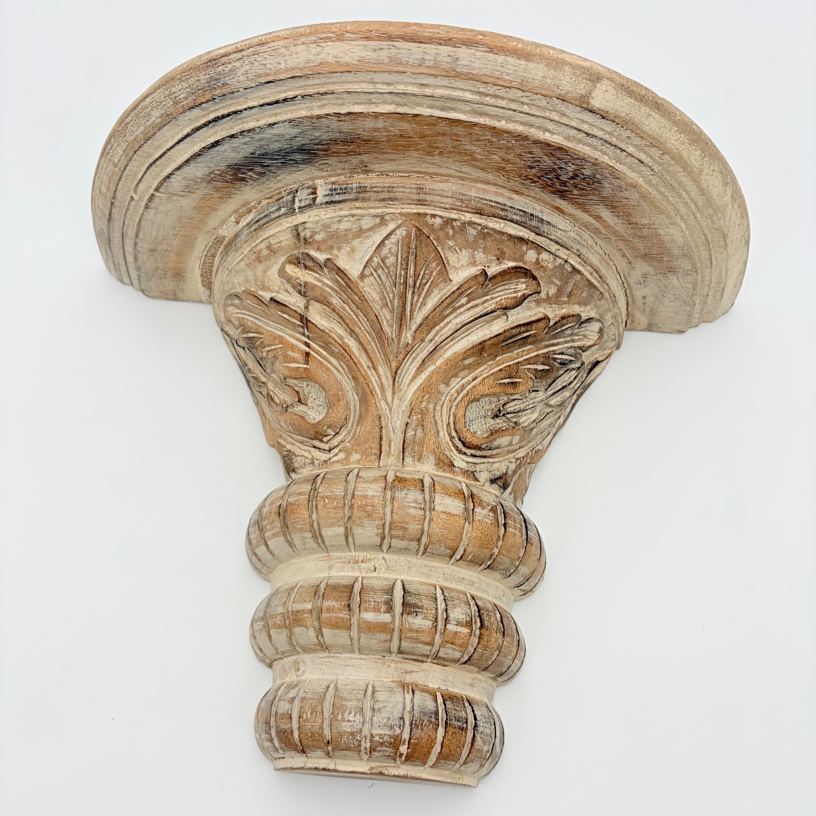 Wall Sconce Shelves Carved Wood Vintage Ornate Set of 2 made in India