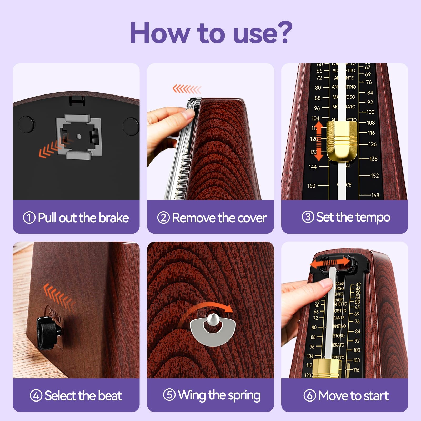 Mechanical Metronomes for Piano Guitar Drum Violin and Other Musical Instruments