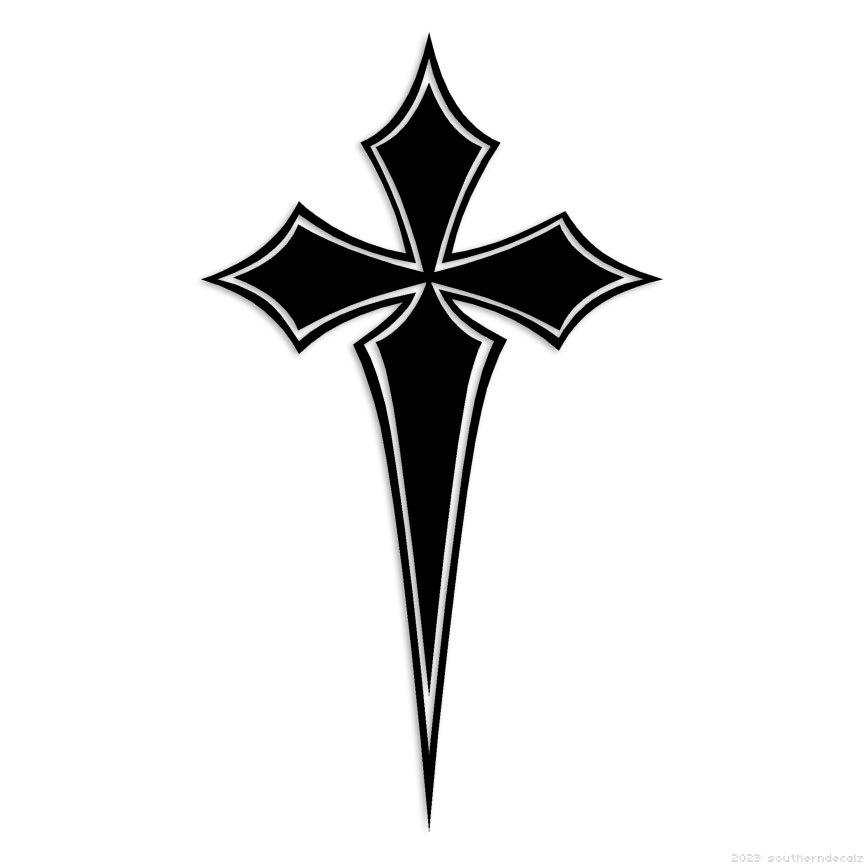 Cross Outline – Decal Sticker – Multiple Colors & Sizes – ebn6818