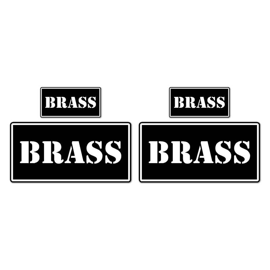 Brass B&W Ammo Box Set, Vinyl Decal Sticker, 2@ 1"x2" & 2@ 2"x4", #8455
