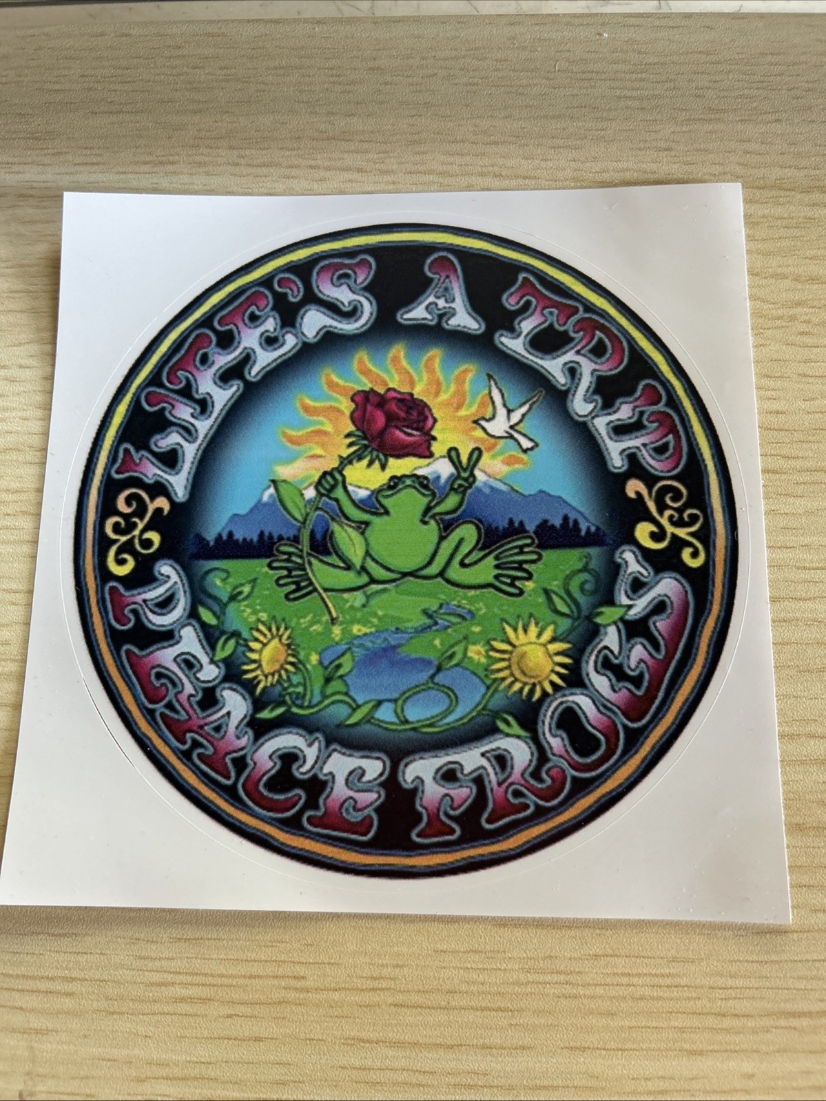 Life’s A Trip Peace Frogs 5 1/2inches X 5 1/2 Inches/ Hippie Frog