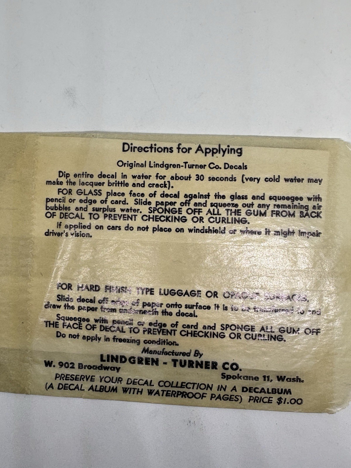 Vintage Alaska Souvenir Decal Sticker Luggage Label 1960’s Original Packaging