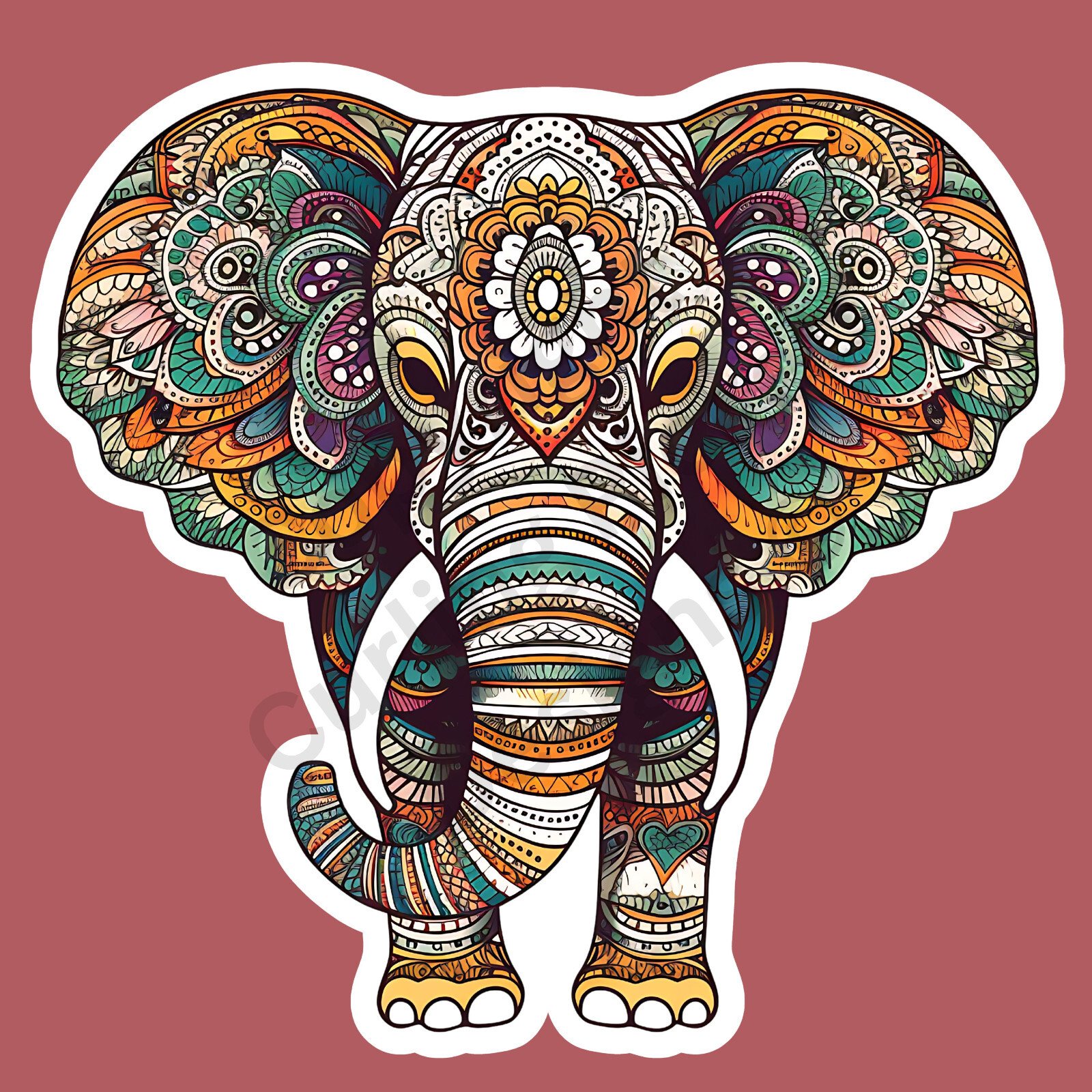 Mandala Elephant Hippie Wild Cool 3" Vinyl Sticker