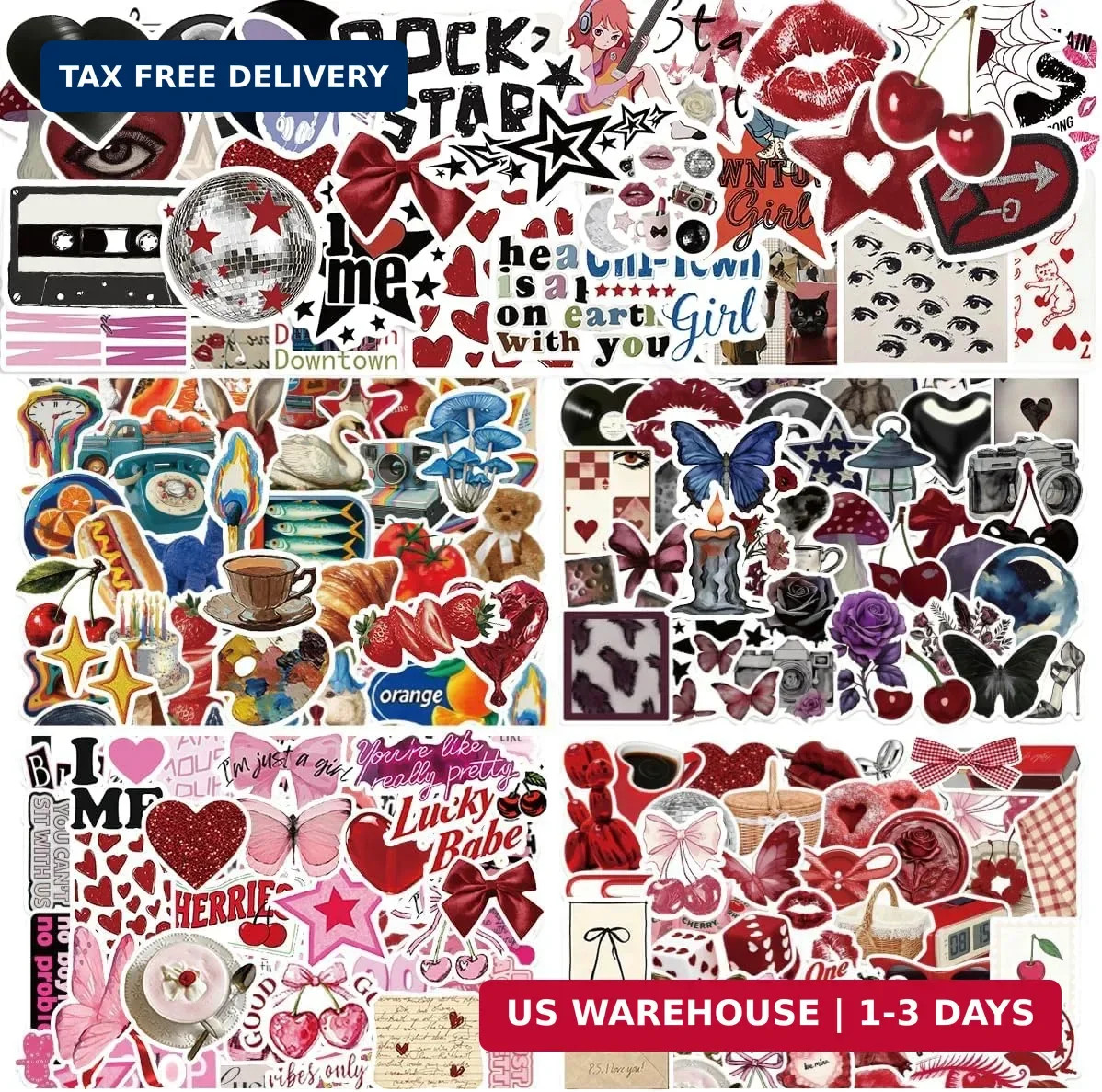300PCS Y2K Downtown Girl Stickers, Vintage Trendy Aesthetic Waterproof Vinyl Sti