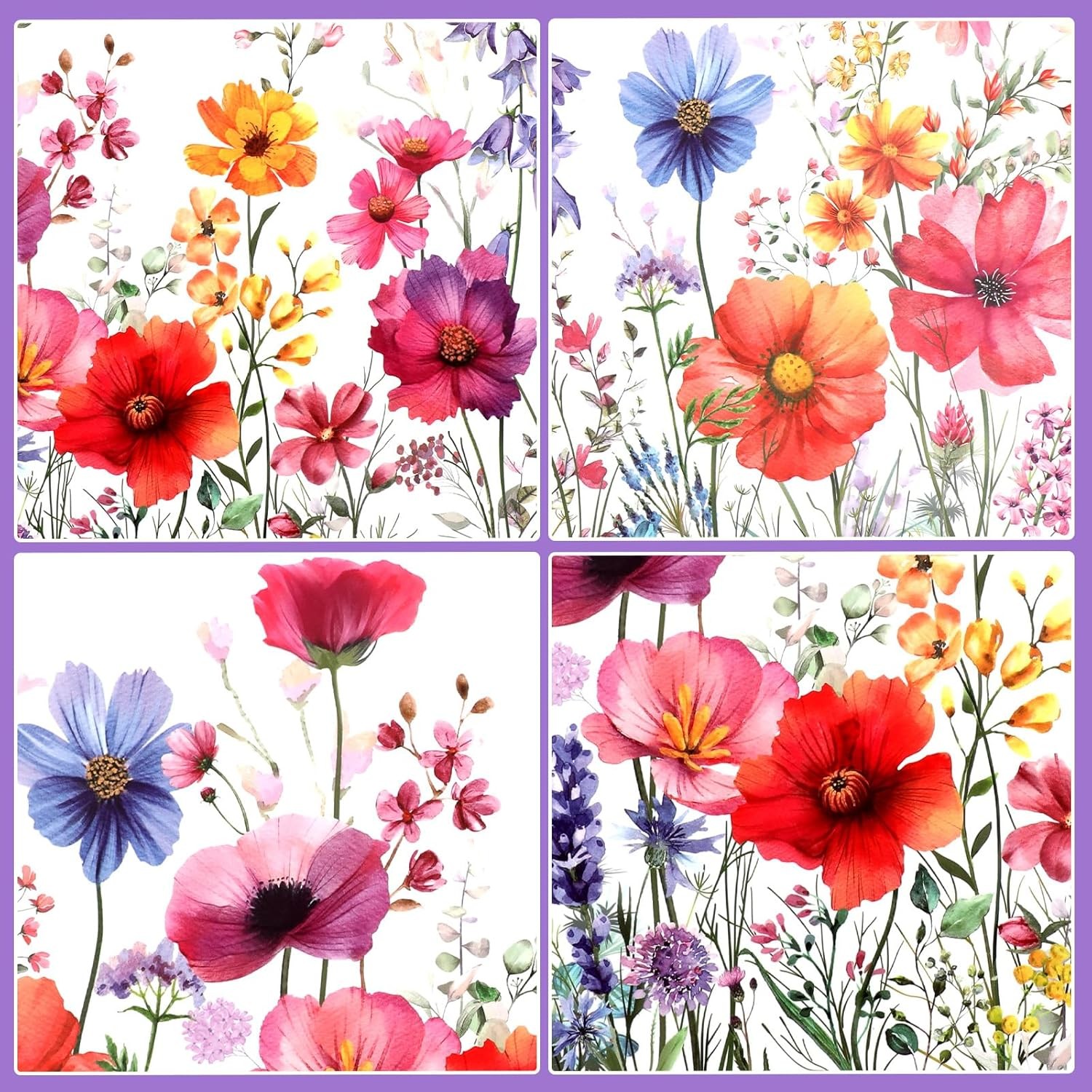 Flower Window Sticker Double Sided Wildflower Decals Static Cling Glass Decor