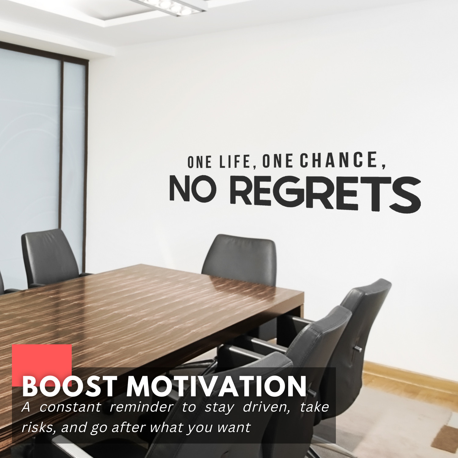 Motivational Wall Decal – One Life, One Chance, No Regrets – Inspirational Decor