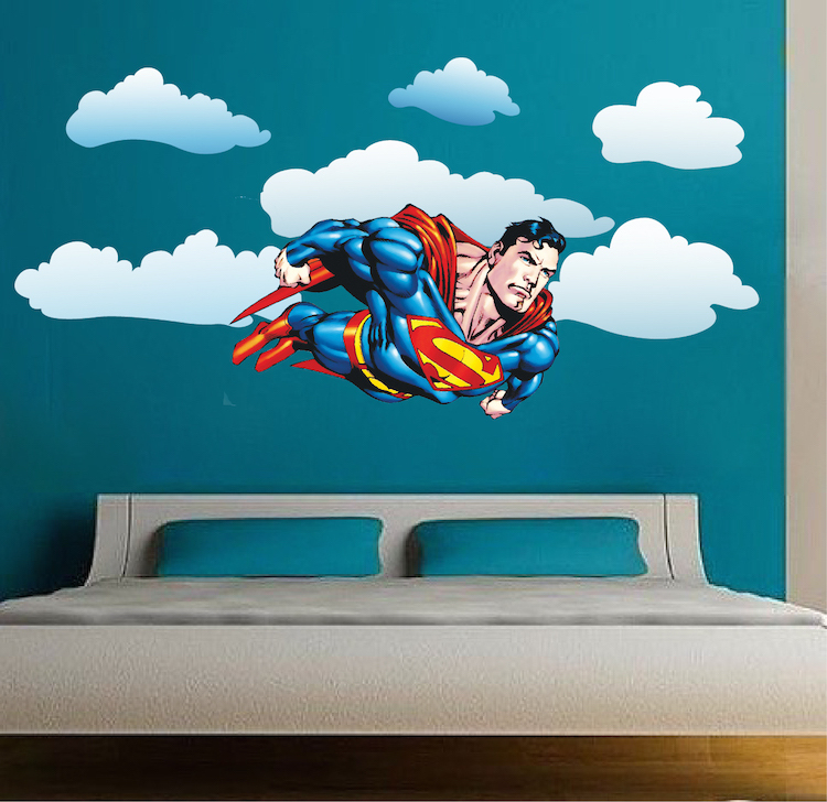 Superman Flying Wall Decal Mural Designs Vinyl DC Comics Justice League s47