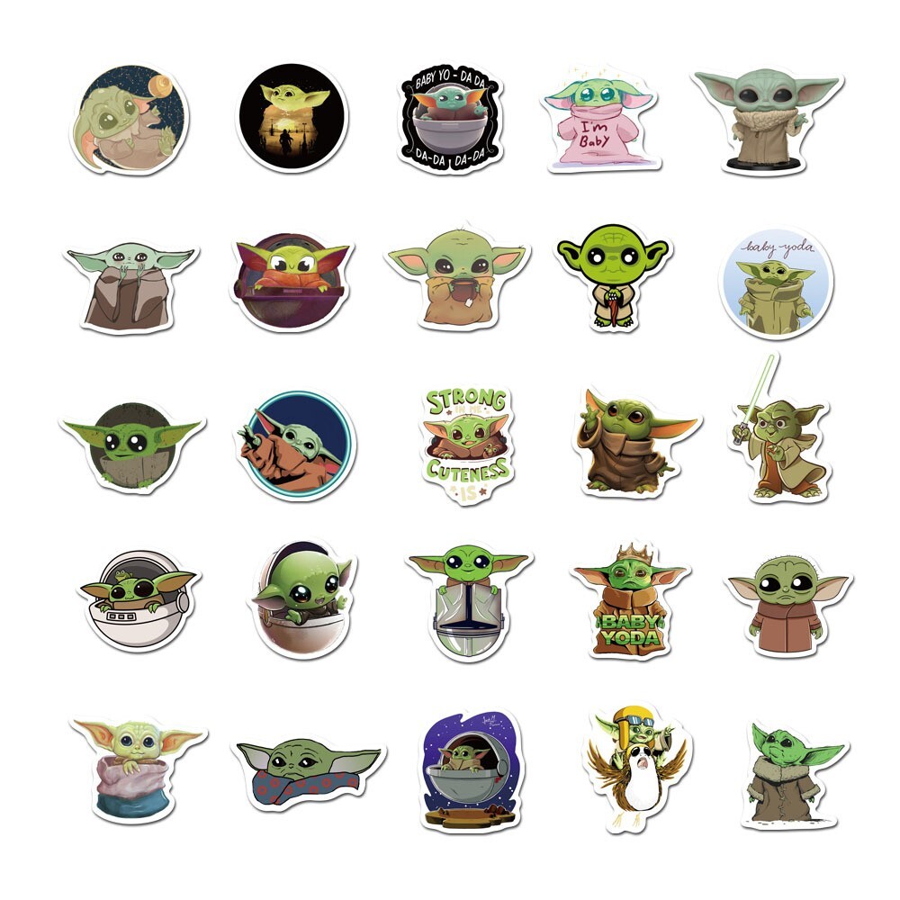 Baby Yoda Star Wars Mandalorian Vinyl Stickers 100 Pcs (2*50 Pcs) for Laptop etc