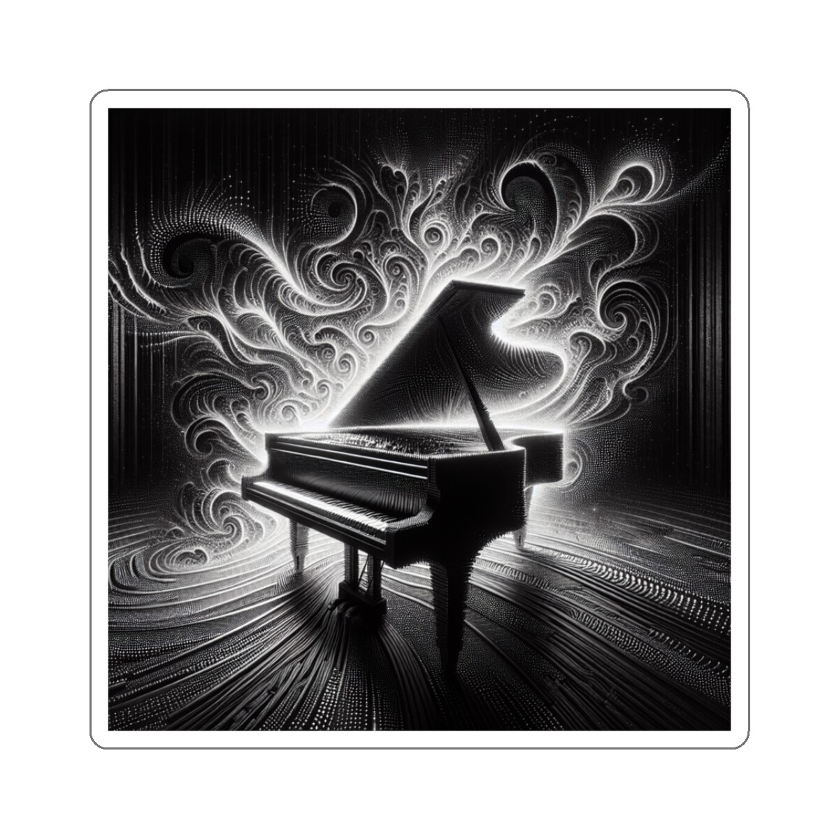 Sticker Art Deco Fractal Piano Abstract Musician Classical 2×2" 3×3" 4×4" 6×6"