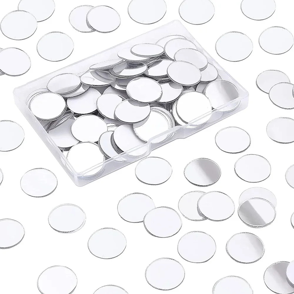 Self-adhesive Mirror Mosaic 100pcs of Acrylic Circular Heart-shaped Diamond Home