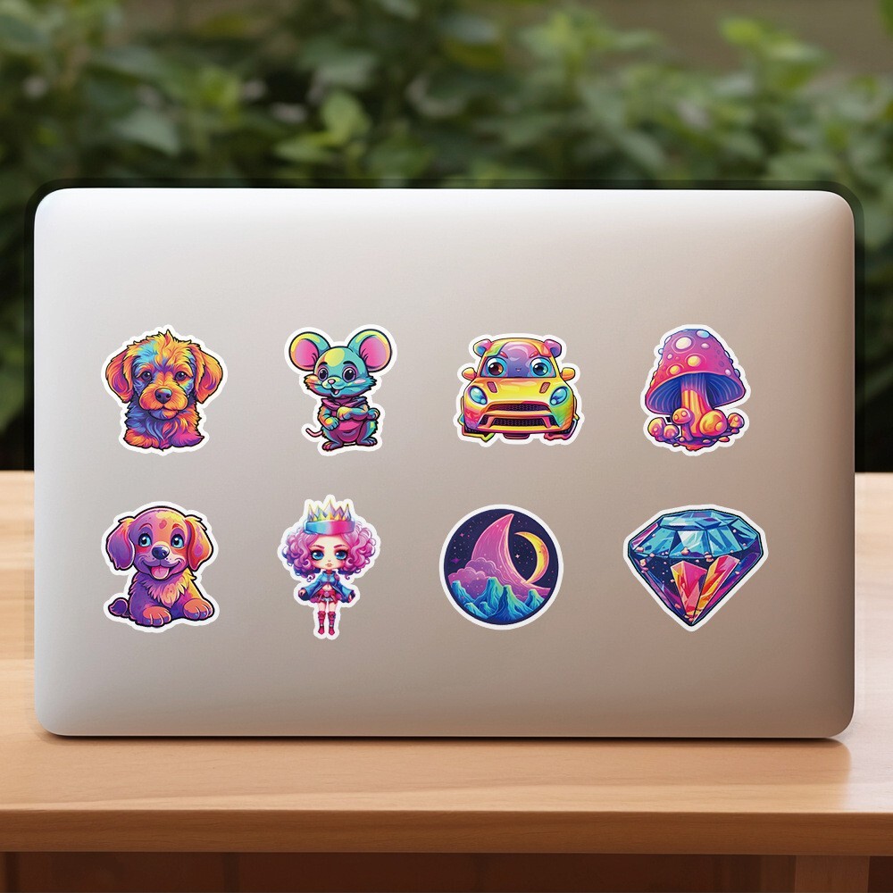 50 Pcs Stickers Variety Neon Style Skateboard Luggage Phone Car Helmet Decal