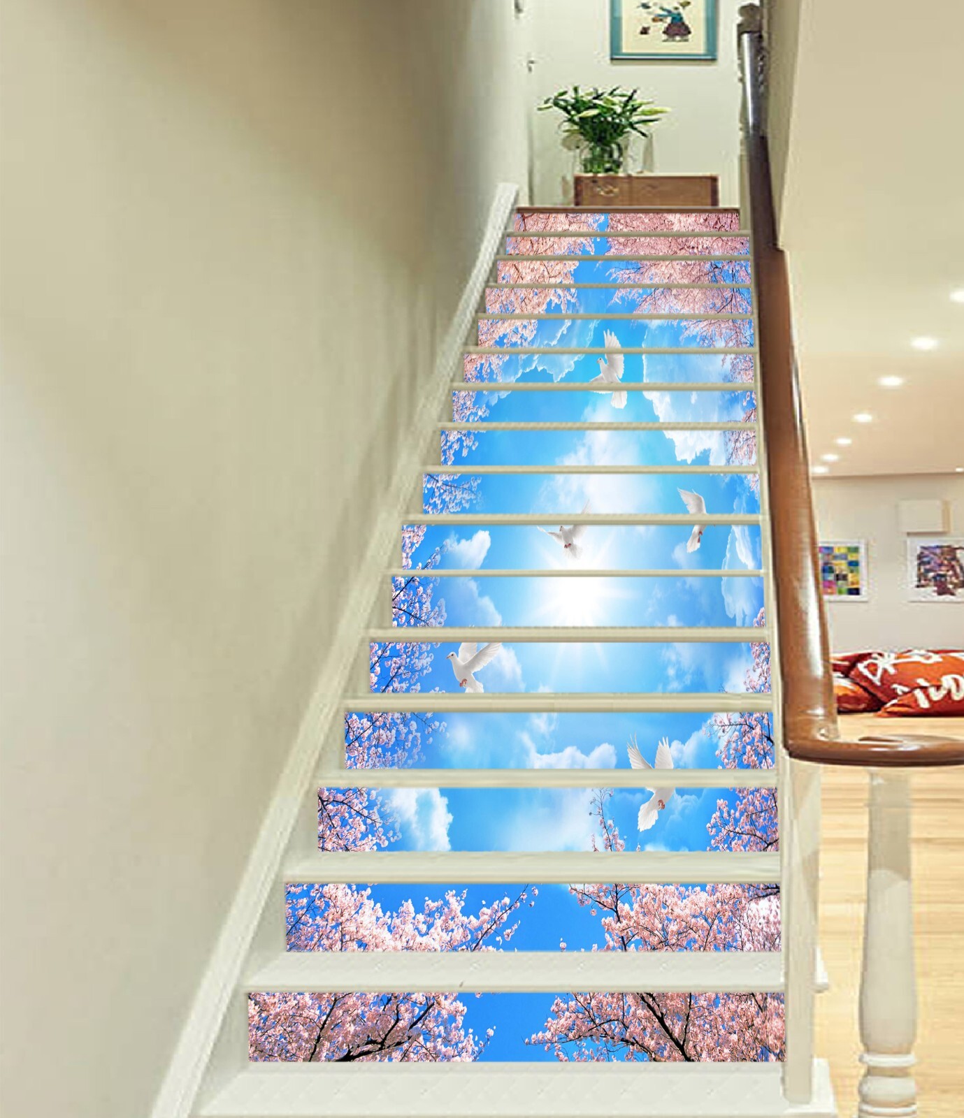 3D Blue Sky Birds 957 Stair Risers Decoration Photo Mural Vinyl Decal Wallpaper