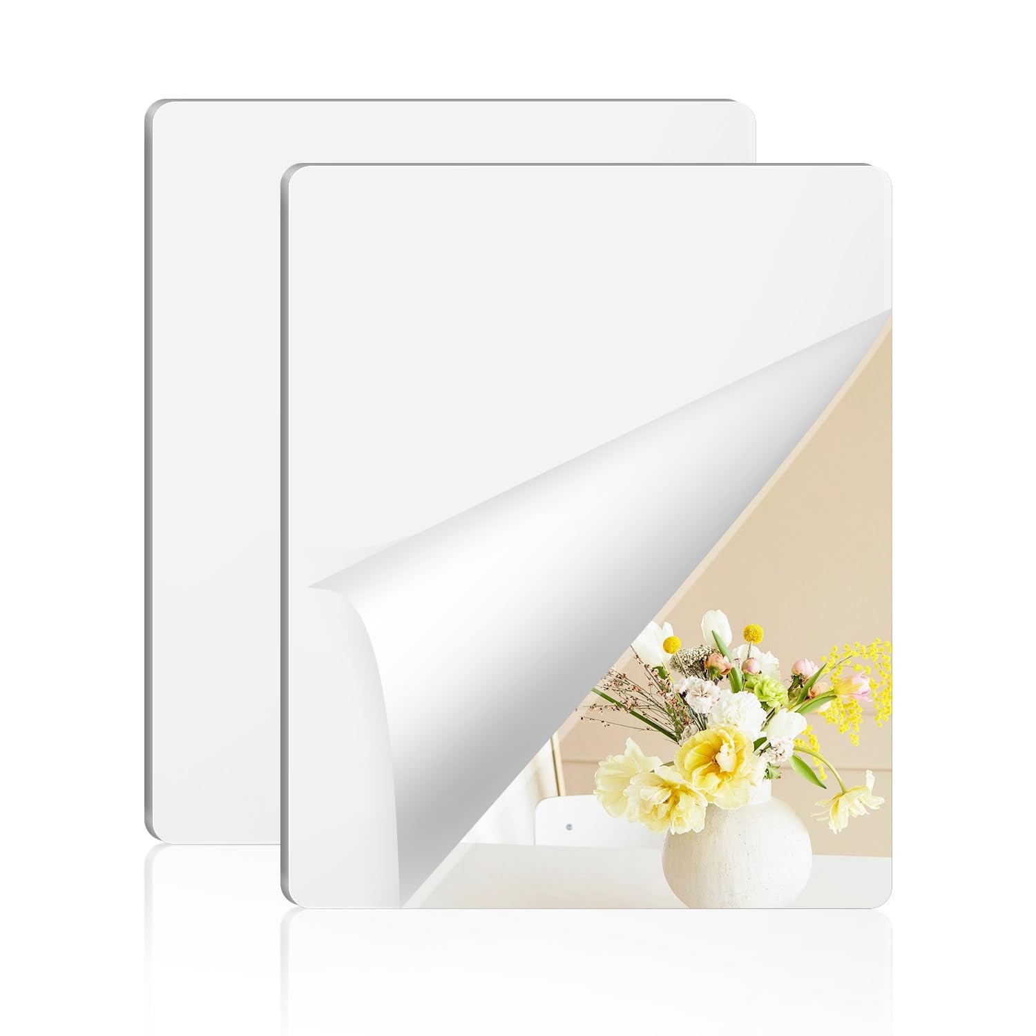 yuntop 2 Pack Self Adhesive Acrylic Mirror, 2MM Flexible Plastic Mirror, Shat…