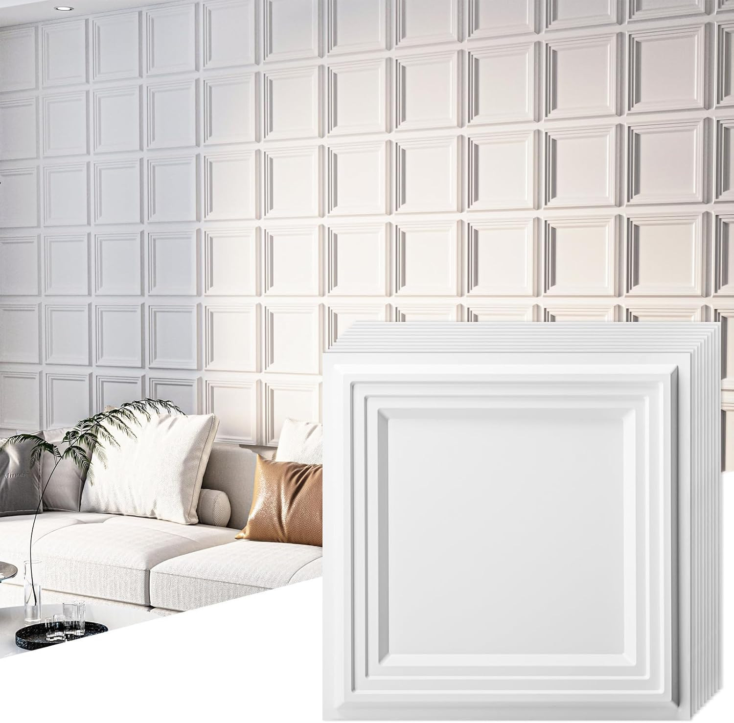 33-Pack 3D Textured Accent Wall Panel for Interior D�Cor, Waterproof PVC Decorat