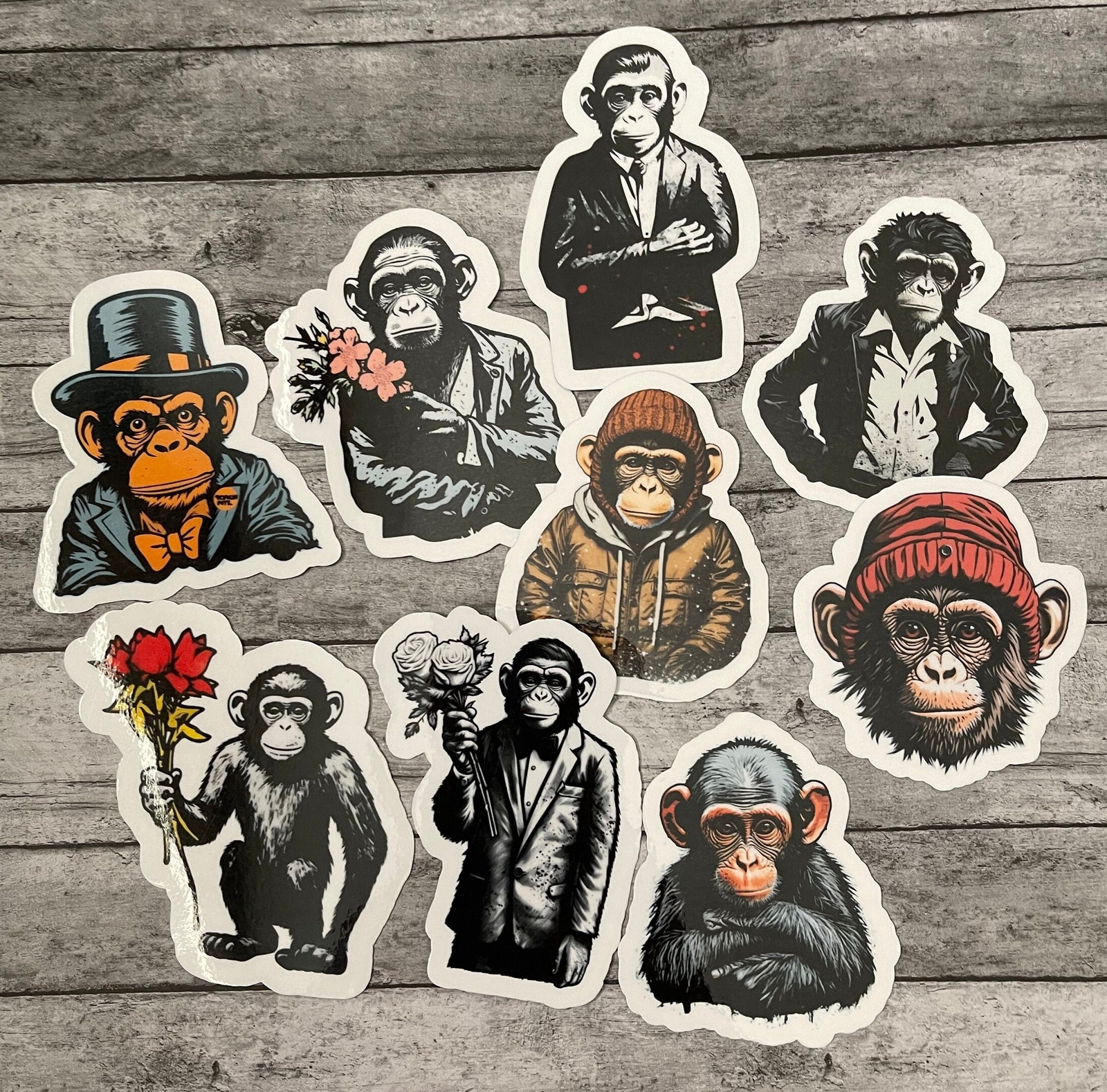 Cool Monkeys Die Cut Sticker Set Laptop Stickers Water Bottle Sticker